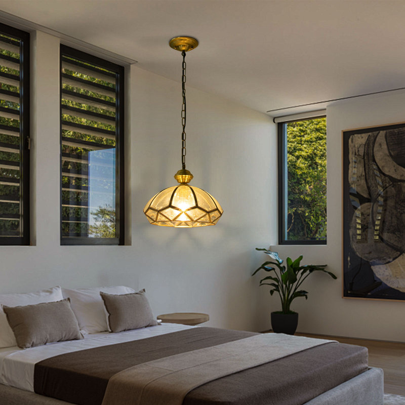 Hanging Glass Shade Ceiling Light Adjustable Height