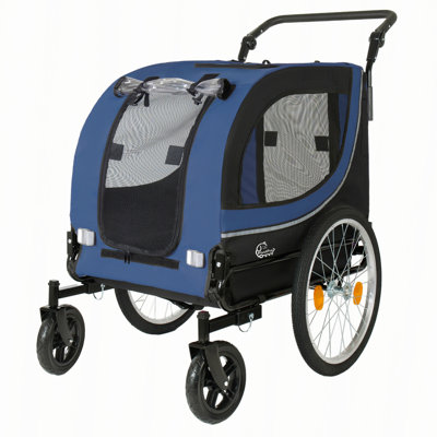2-in-1 Pet Bike Trailer and Stroller with Dual Front Casters