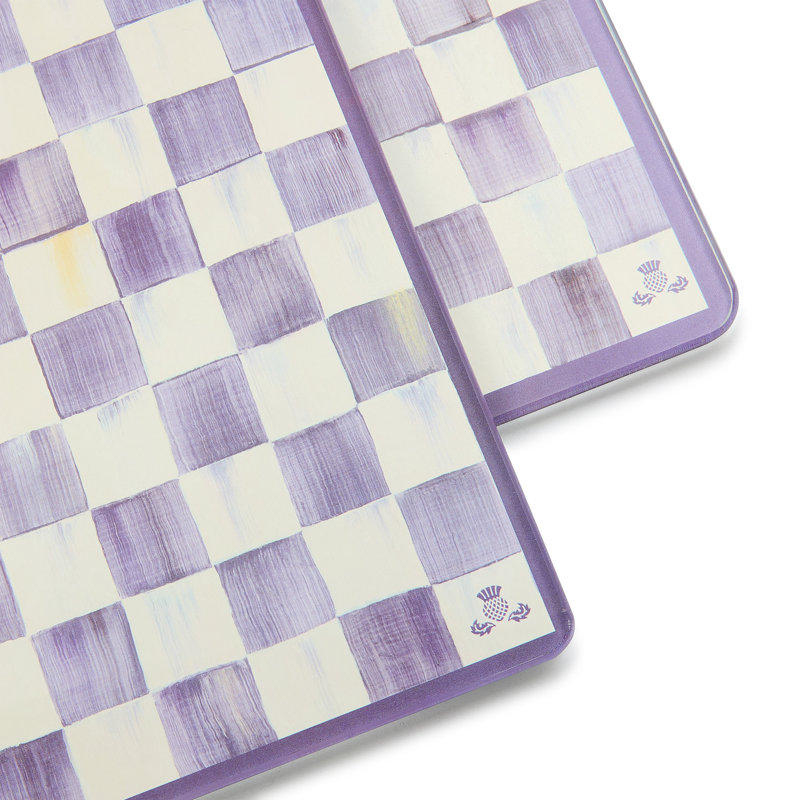 Violet Check Glass Cutting Boards, Set Of 2