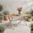 Outdoor Rectangular Dining Table with Solid Wood Top with Steel Frame, Weather-Resistant Patio Table