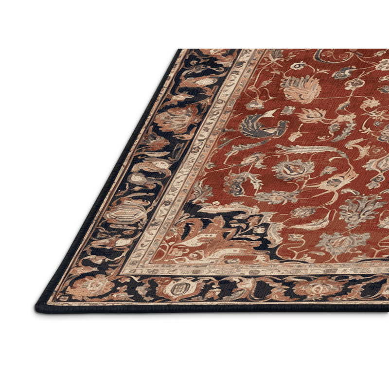 Machine Washable Persian Brown Area Rug, Rectangle 7' x 10'