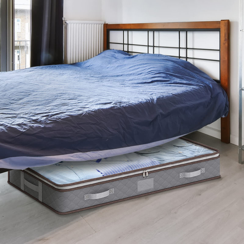 6 Pack Underbed Storage Containers Large Capacity Clothes Storage Bins With Clear Windows And Reinforced Handles For Blanket Comforter Bedding Clothes