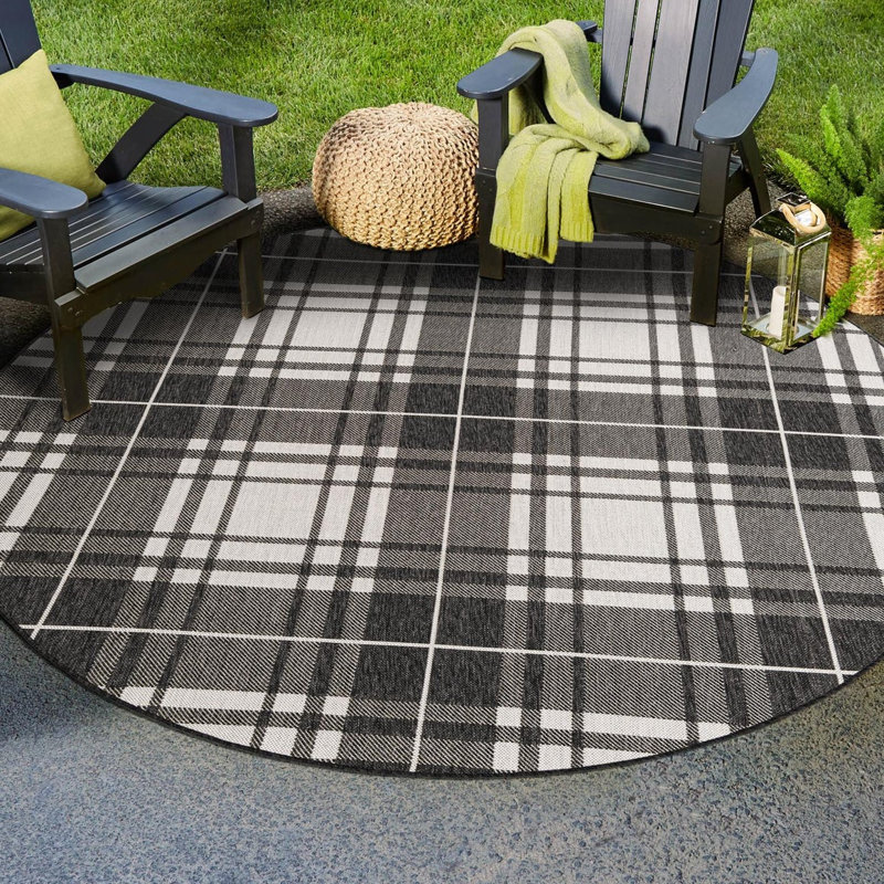 Tapis en polypropylène tissé à la machine Tatasha, Rond 6 pi 1 po