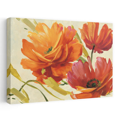 Flamboyant III - fleurs, art vert et orange