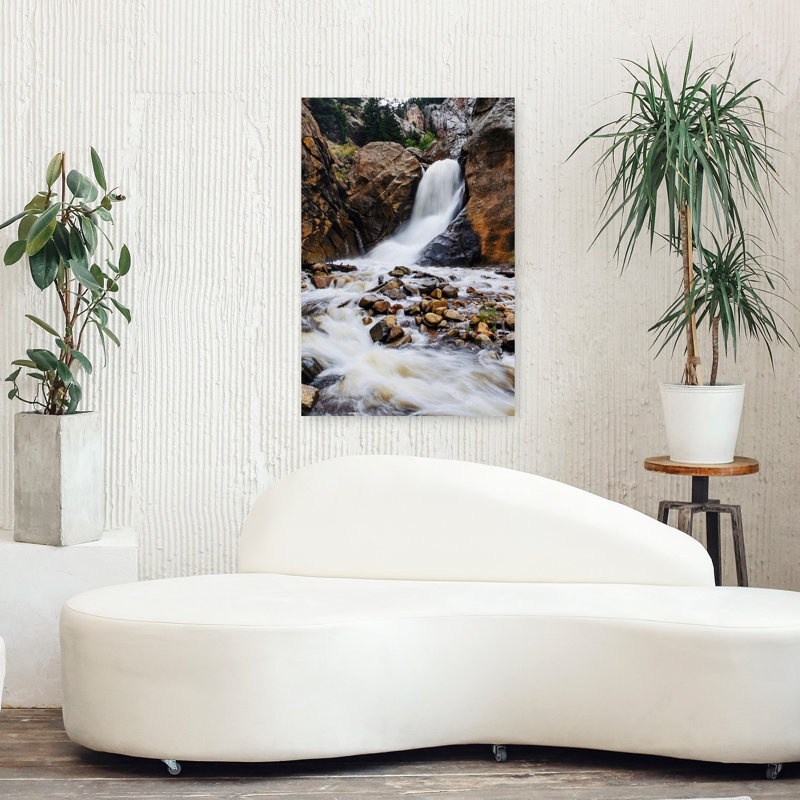 «Rush Mountain Waterfall Peaceful Serene Tranquil Forest Landscape», reproduction d'art murale, H 36 po x l 24 po