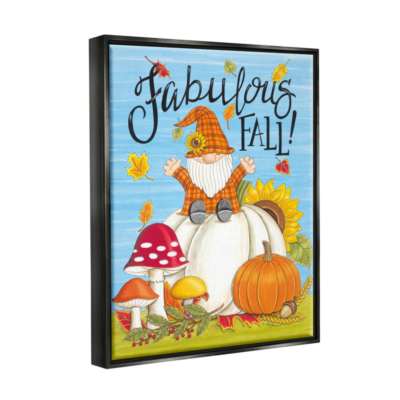 «Fabulous Fall Gnome», impression encadrée sur bois, Cadre flottant noir de jais, H 21 po x l 17 po x P 1,7 po
