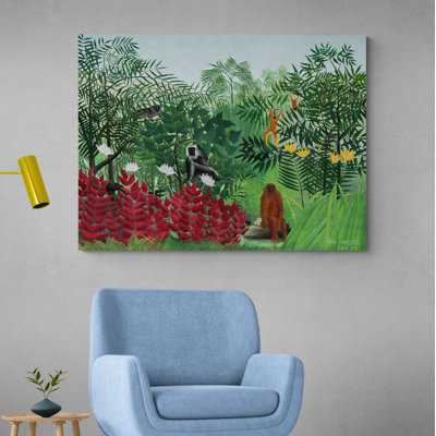Tropical Forest With Monkeys by Henri Rousseau - Wrapped Canvas Print