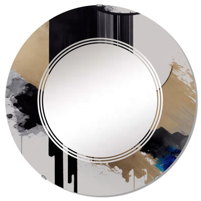 Orest Blue Minimalist Abstract I - Modern Spiral Wall Mirror