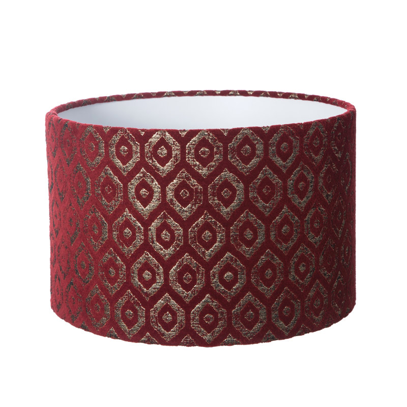 Velvet Drum Lamp Shade ( Screw On ) in Red, 25cm H x 40cm W x 40cm D