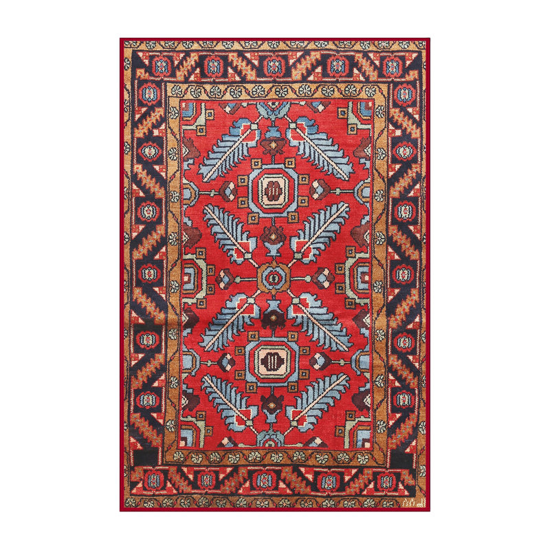 Tapis rouge/bleu traditionnel Reitman, Rectangle 2 pi x 5 pi
