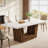 63-inch Faux Marble Dining Room Table, Rectangular Kitchen Table for 4-6 with Heavy-Duty Base-1292938741