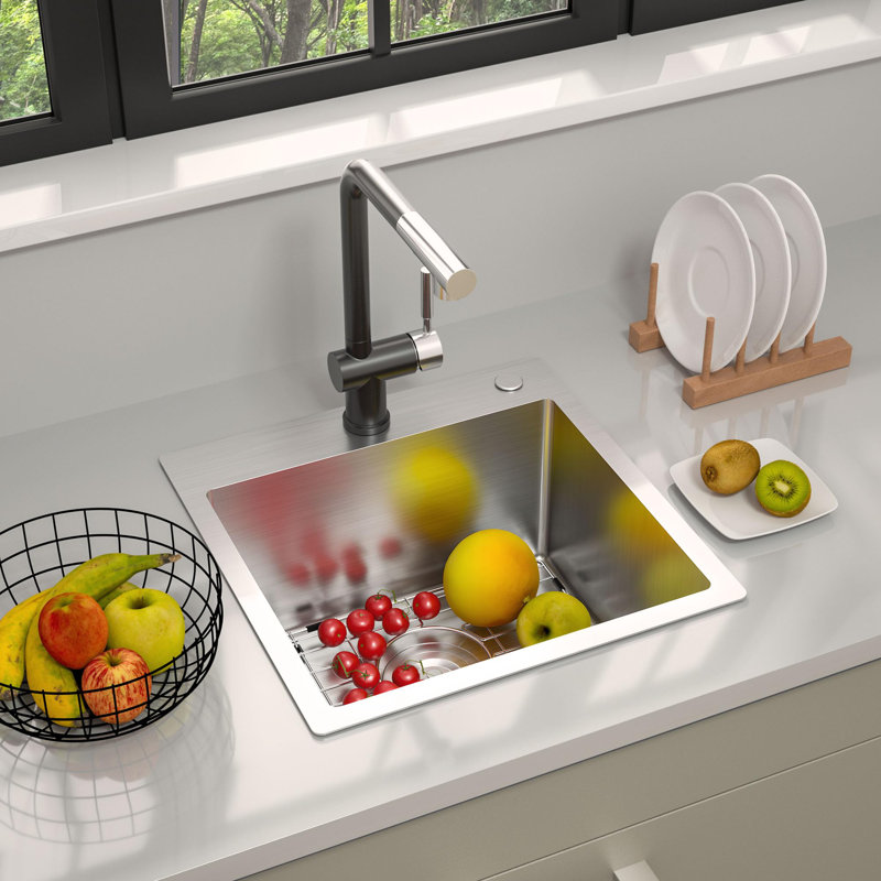 Évier de cuisine à cuve simple 18 pouces en acier inoxydable de calibre 16 (profondeur de 9 pouces)