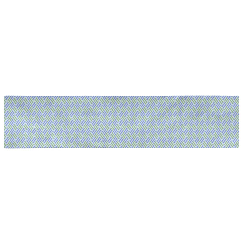 Chemin de table losanges à rayures Avicia, 73,5 po x 17,5 po, Bleu et pastel, Coton
