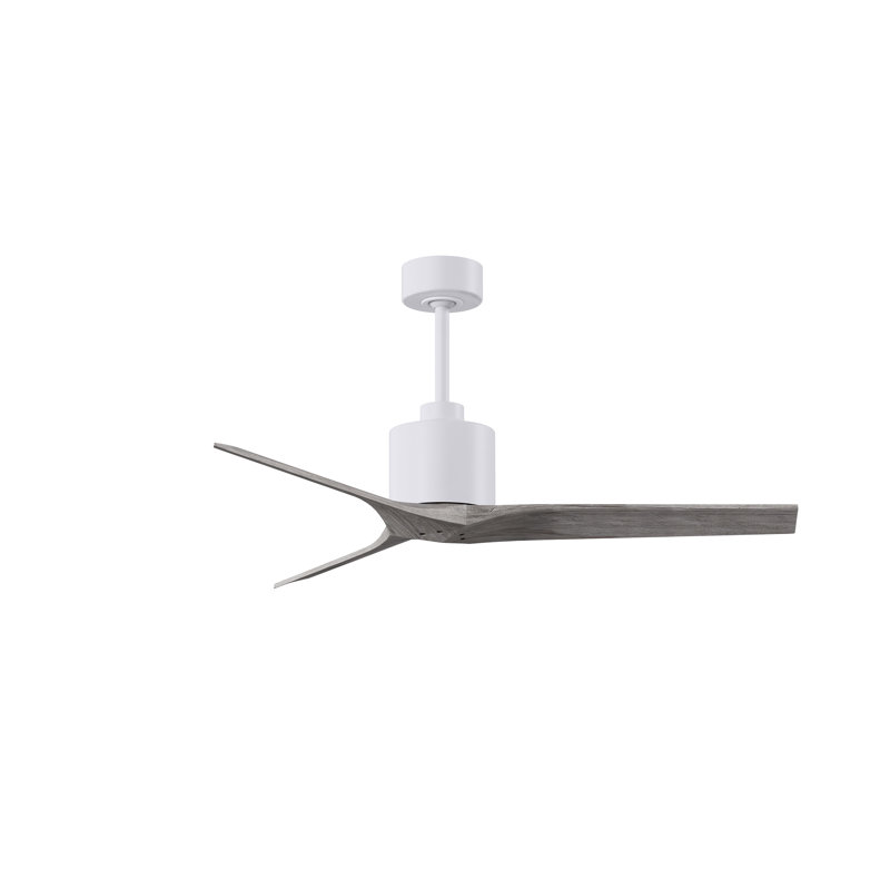 Ventilateur de plafond standard à 3 pales Ertugrul, Blanc mat, 60", Ton bois de grange