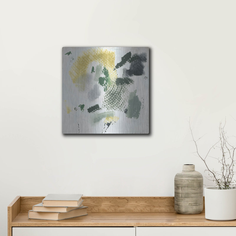Art mural luxueux en métal «Verdant Monorph 2» par June Erica Vess, 12 po x 12 po, H 12 po x l 12 po