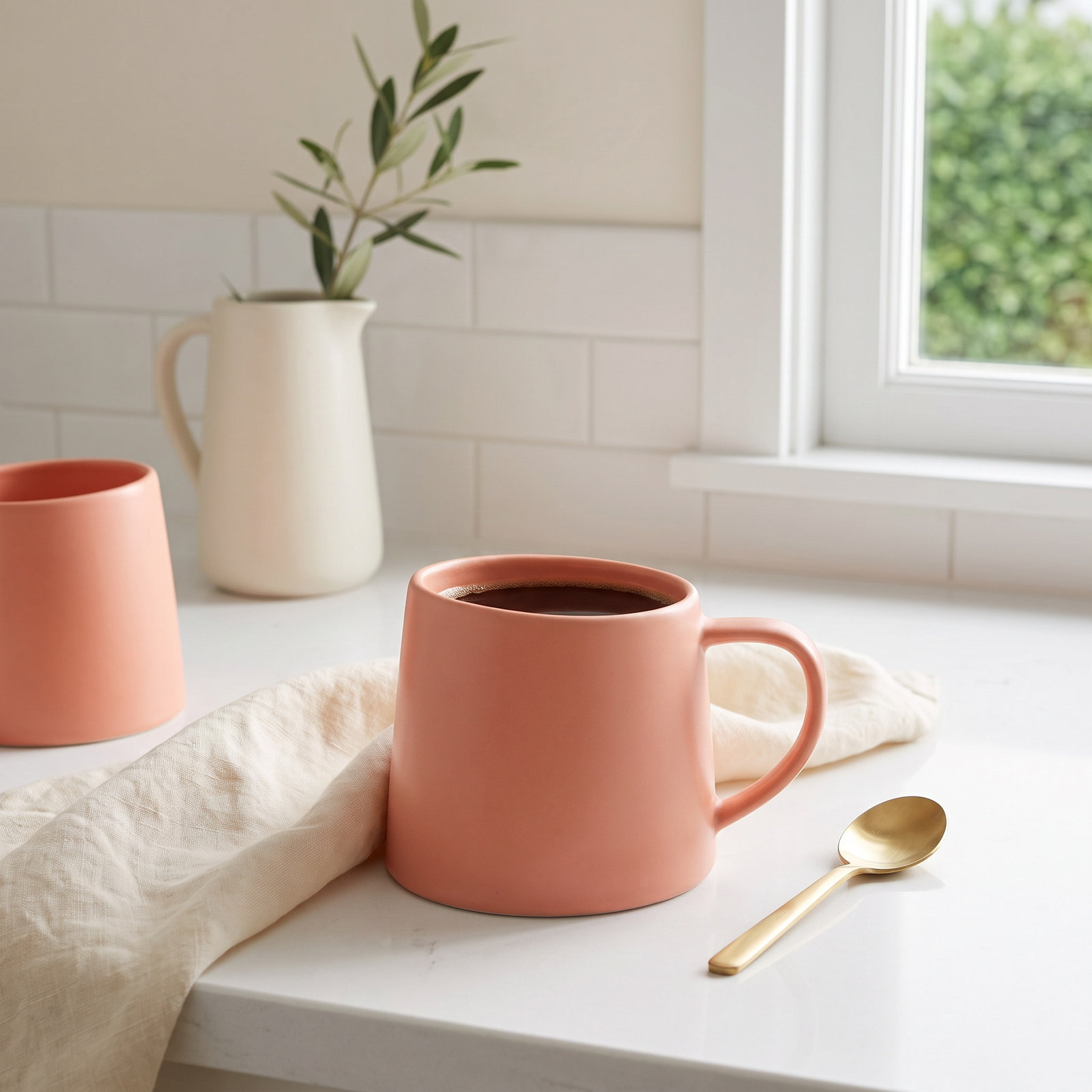 Delilah Porcelain Mug, Peach