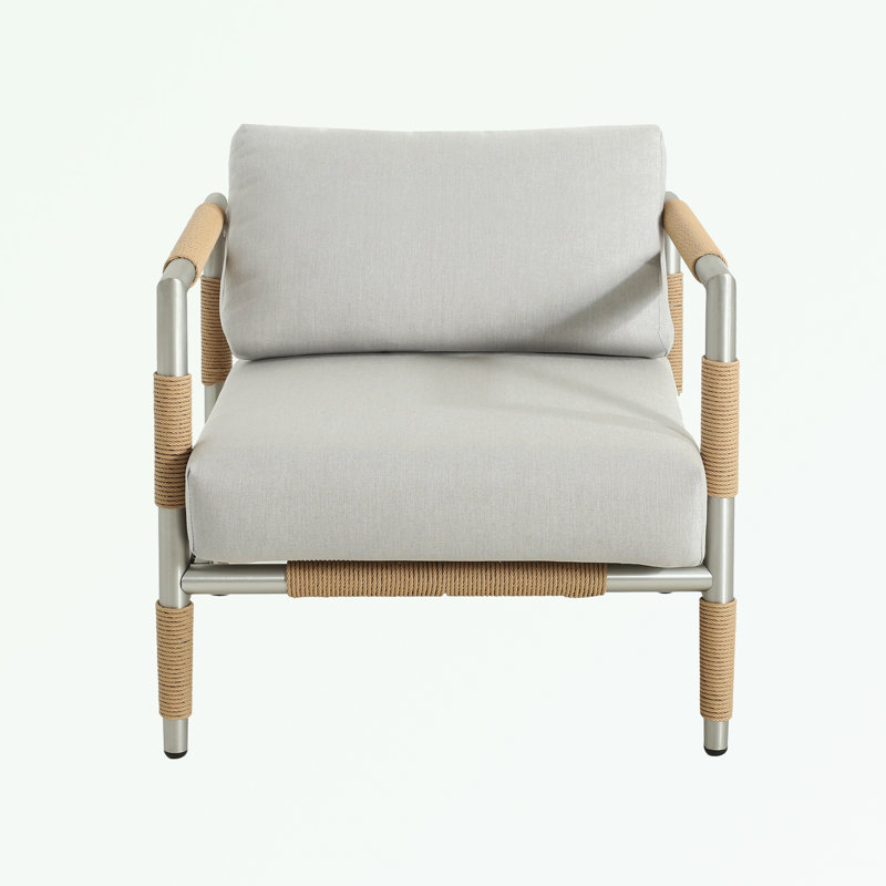 Fauteuil d'extérieur en aluminium avec coussins épais