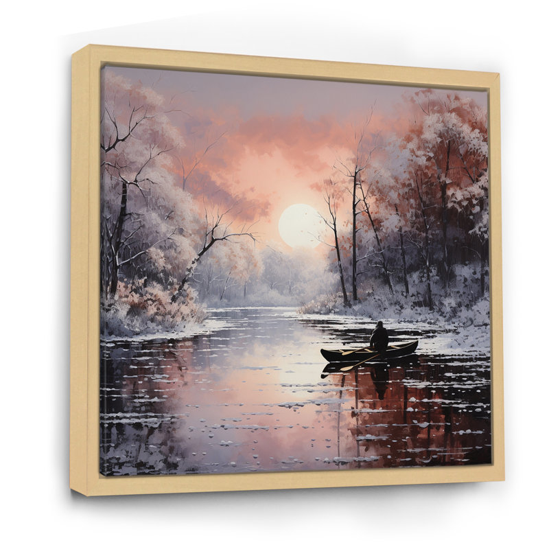 Reproduction d'art mural Winters River Papercut IV - Paysages, H 36 po x l 36 po x P 1,5 po, Cadre naturel flottant