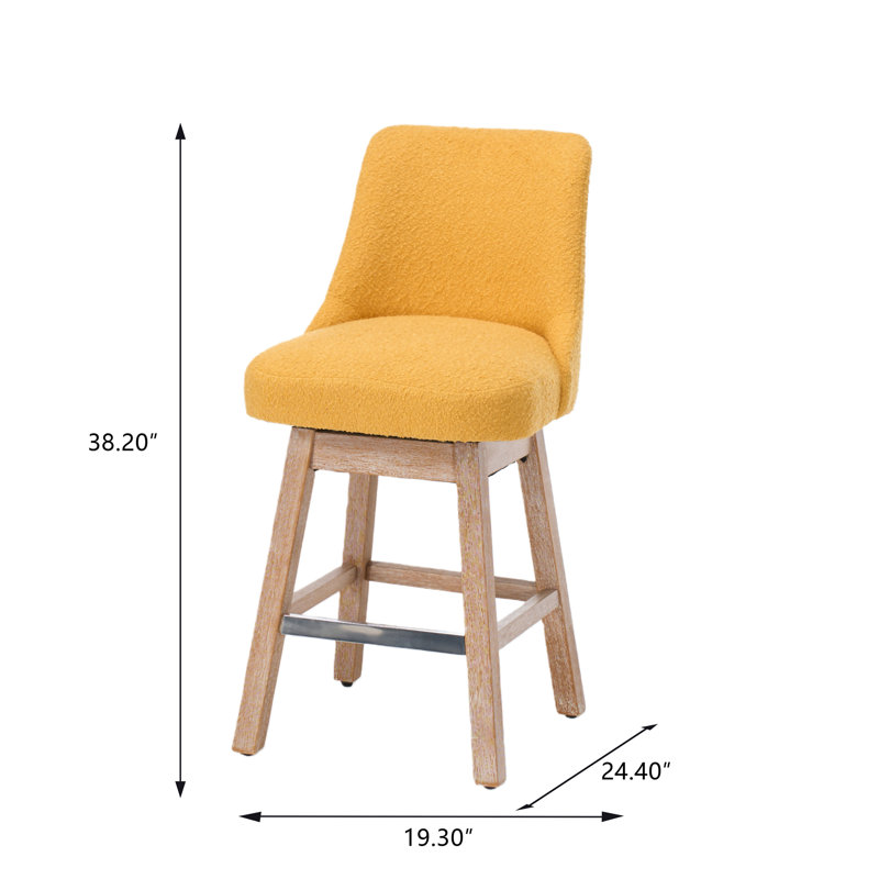 Ensemble de 2 tabourets pivotants 360 °, Yellow, Yellow