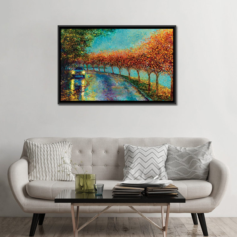 "iris scott-lake washington boulevard" , reproduction d’art sur toile tendue, Toile avec cadre noir, Pas de tapis