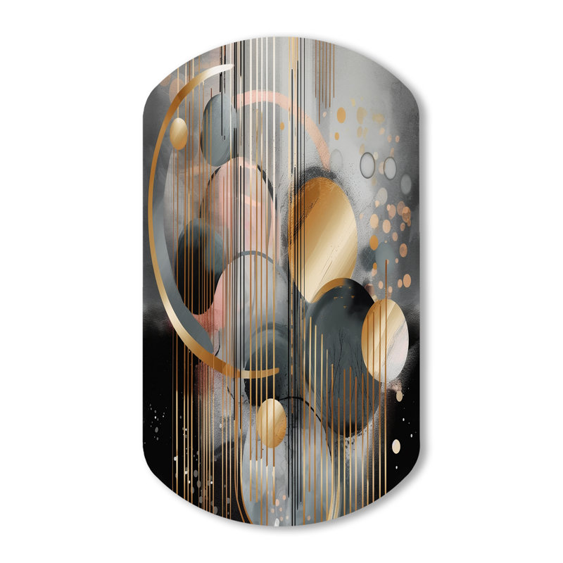 Abstract Shapes And Lines III - Marble Cylinder Metal Wall Art, Modern Asymmetrical Metal Art Print, 43" H x 23" W x 1" D