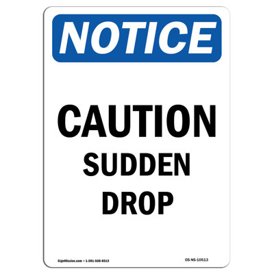 Osha Notice - Caution Sudden Drop Sign