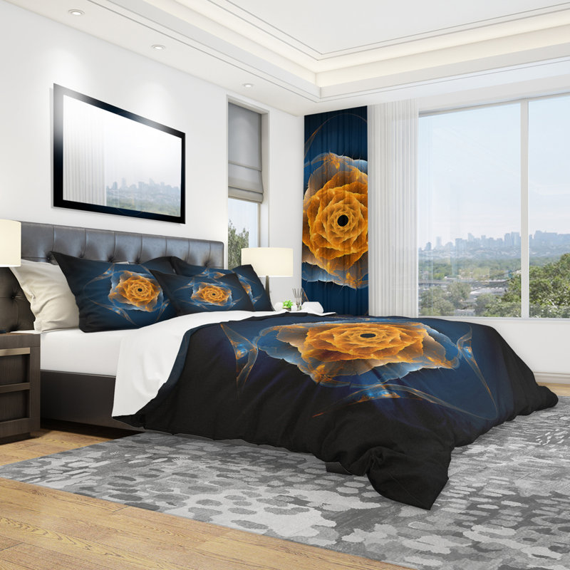 Blue Nautilus Shell Pattern - Abstract Duvet Cover Set - Microfiber Polyester, Full/Queen Duvet Cover + 2 Shams