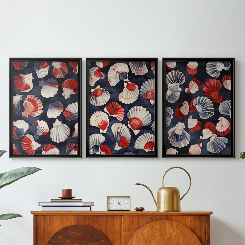 NAUTICAL Series CECX III - Toile tendue avec châssis encadré - 3 pièces, H 39 po x l 81 po, Noir