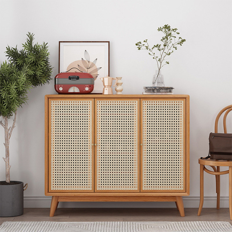Armoire de rangement multifonctionnelle à chaussures en rotin