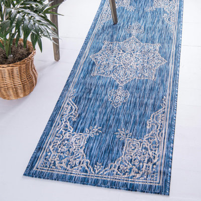 Tapis intérieur / extérieur bleu / gris Cowhill