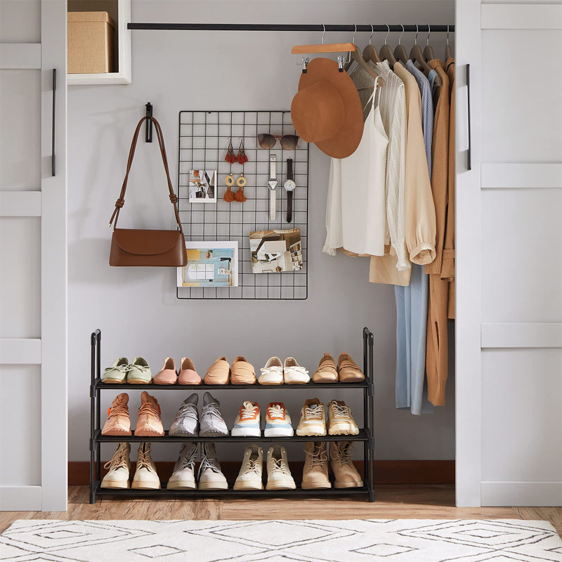 Shoe Rack, 3, Black, 55cm H x 92cm W x 30.5cm D