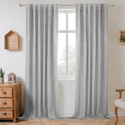 Goffredo 100% Blackout Natural Curtains for Bedroom  Double Layer Drape Farmhouse Thermal Insulated Rod Pocket Back Tab Full Light Blocking 2 Panels for Living Room Nursery