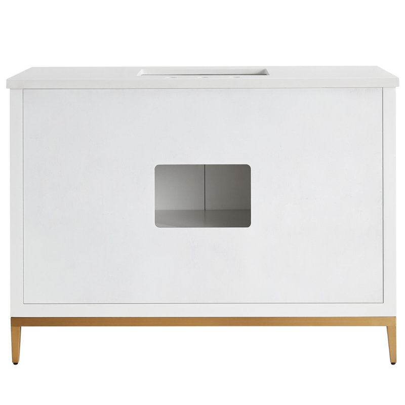 Bungalow 48" Freestanding Standard Single Bathroom Vanity with Top, White/Gold