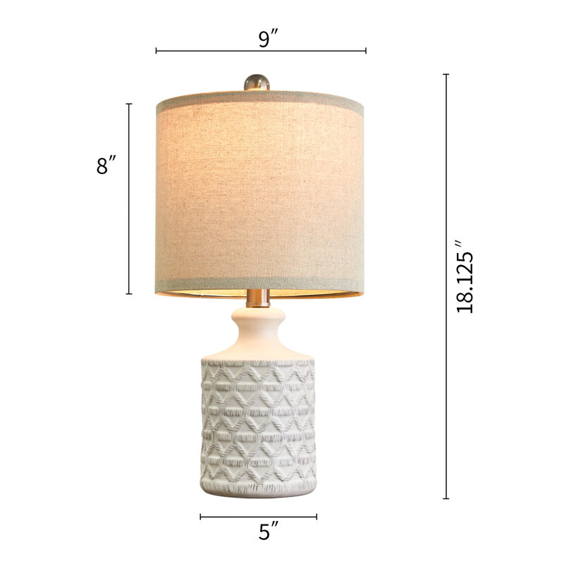 18" Modern Ceramic Mini Classic Table Lamp,elegant,office,living Room,dining Room,bedroom,white