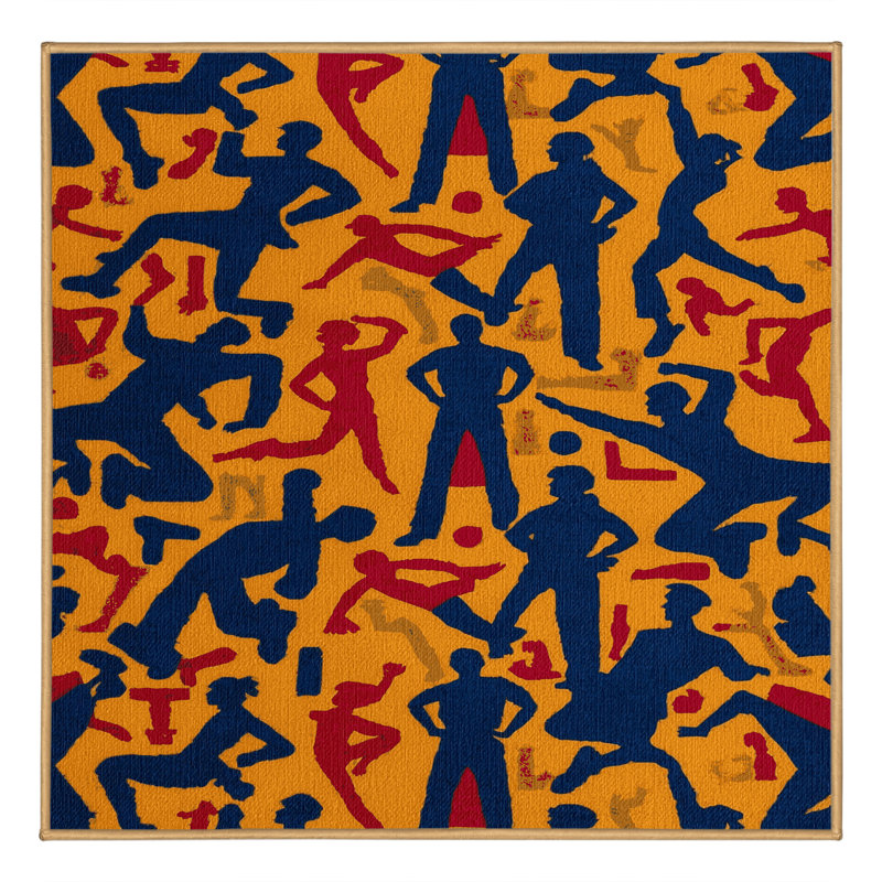 Washable Aerobics Sports Area Rug, Square 5'