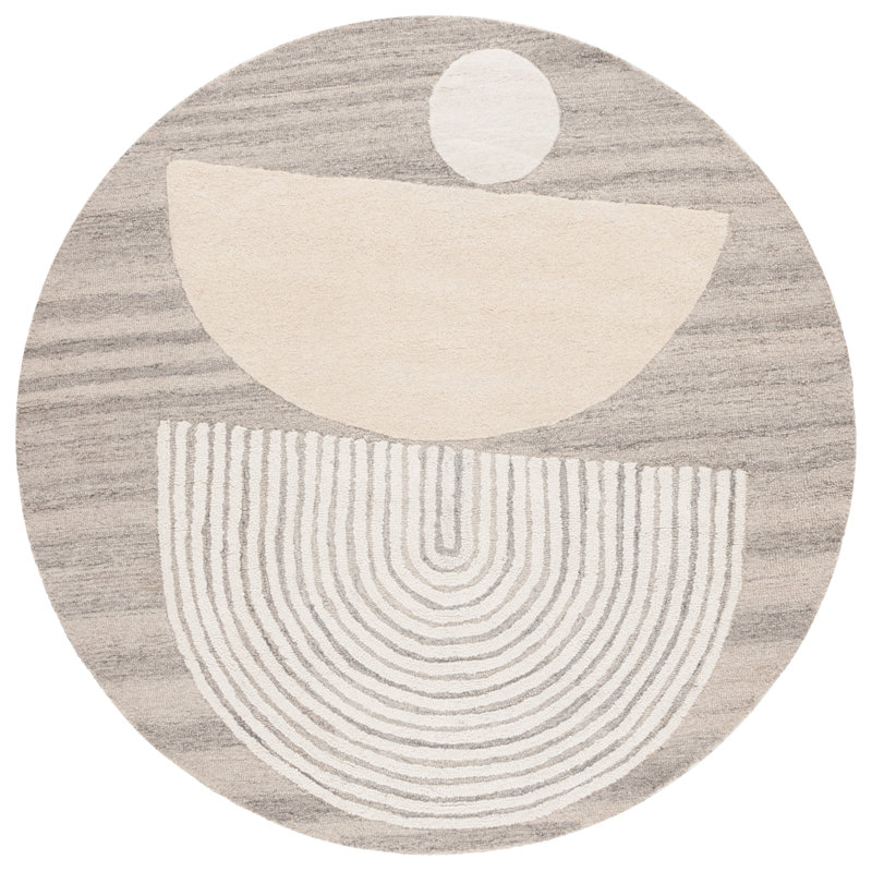 Lecresha Ebony Hand Tufted Wool Pile Rug, Round 6'