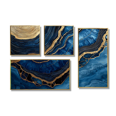 Aqua géode et glissade en bois Spiral II - ferme, art mural 4 pièces