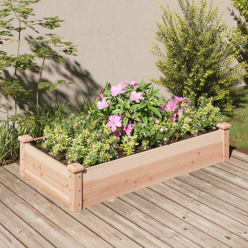 Averion Wood Raised Garden Bed, Natural Pine, 25cm H x 120cm W x 60cm D