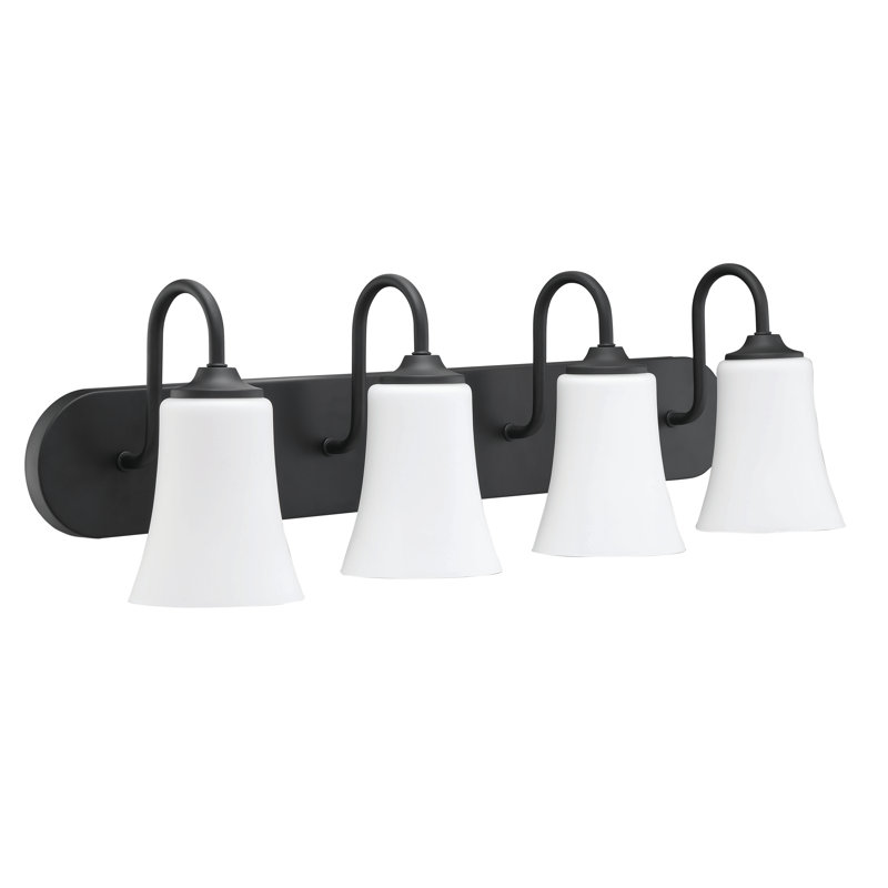Abubaker 4 - Light Dimmable Vanity Light, Flat Black, White Frosted