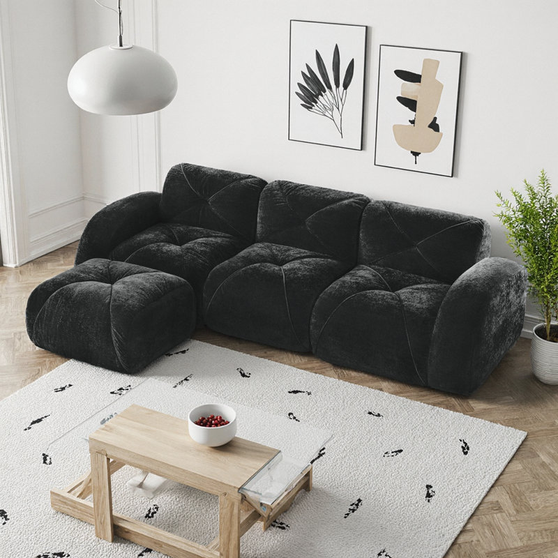 Canapé modulaire Velvet Cloud, 3, Brun
