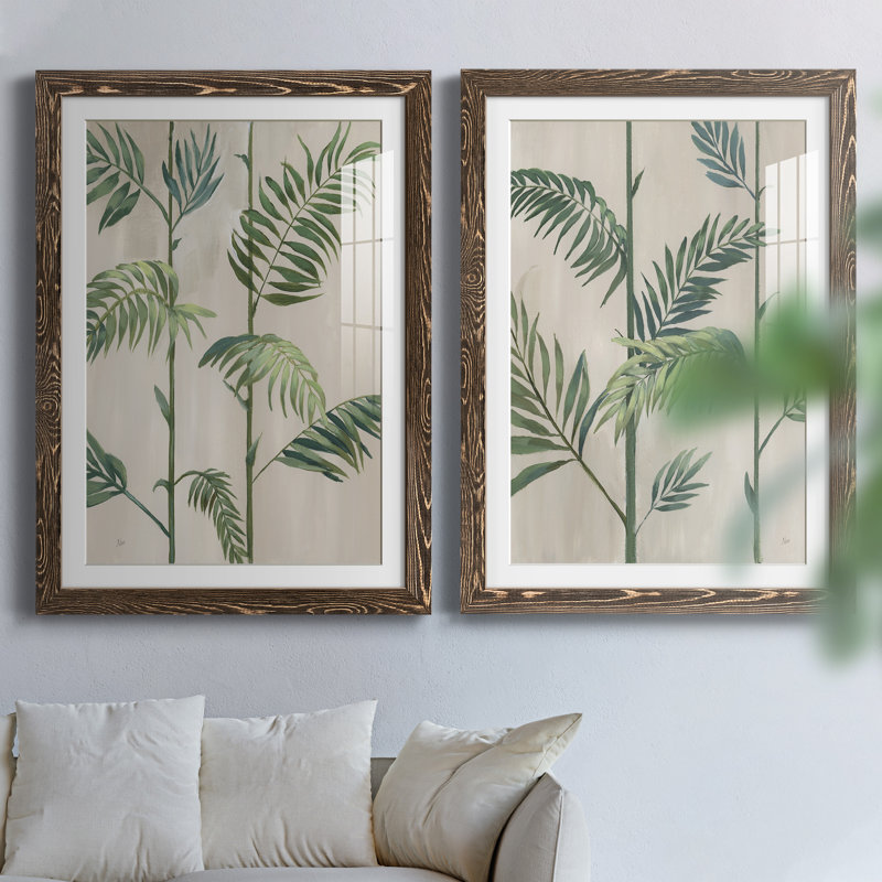 Modern Fronds II - ensemble de 2 impressions, H 37,5 po x l 55 po x P 1,5 po, Papier, cadre noyer