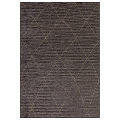 Eatontown Geo Machine Woven Flatweave Charcoal Rug