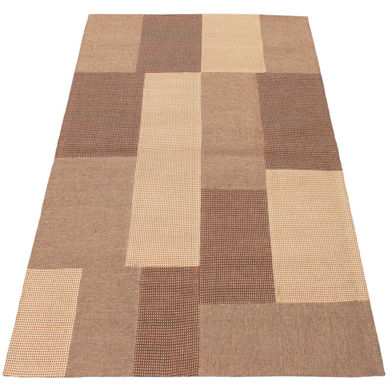 Tapis de zone brun/brun clair touffeté à la main collage Houk
