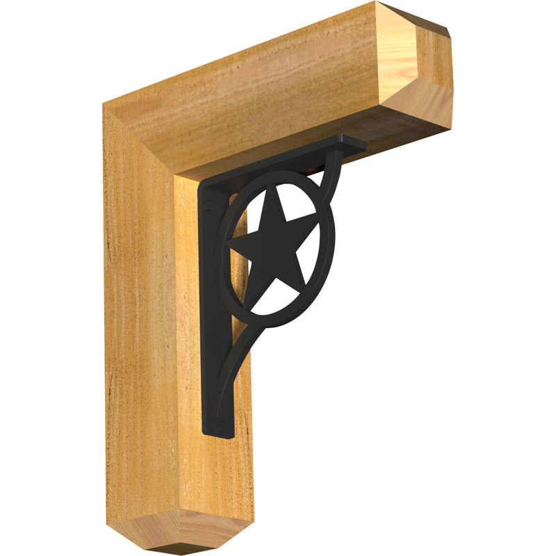 Austin 4" Single Brace Craftsman Ironcrest Bracket, 18"H x 15 1/2"D, 3 1/2"W x 4"T Western Red Cedar (Smooth)