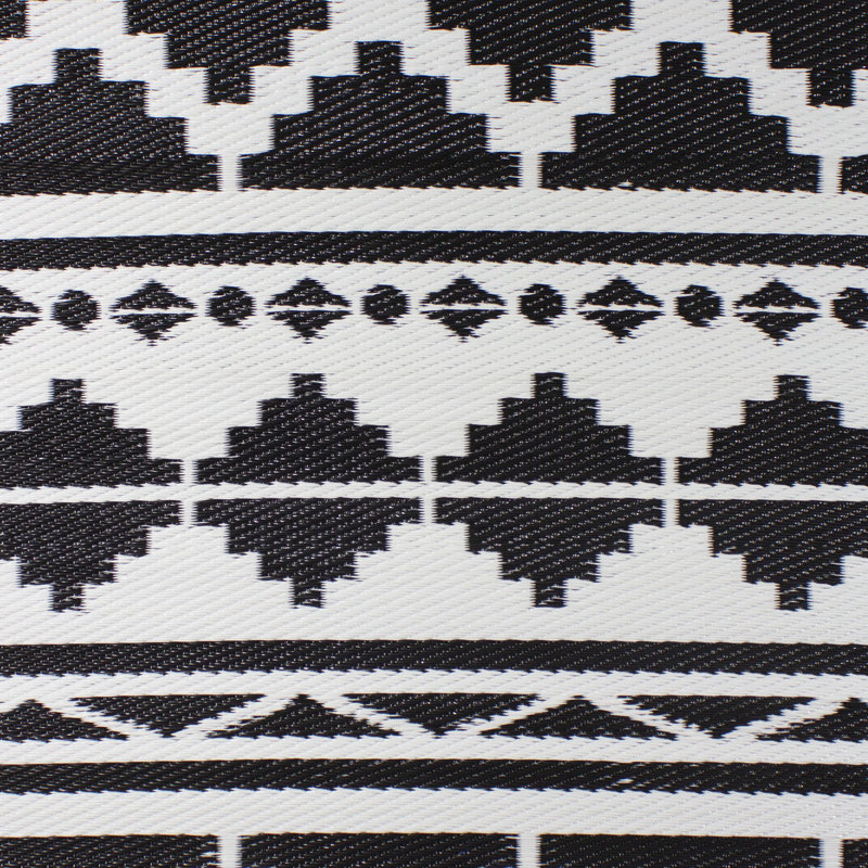 Tapis d'extérieur rectangulaire noir et blanc 4 pi x 6 pi Aztec