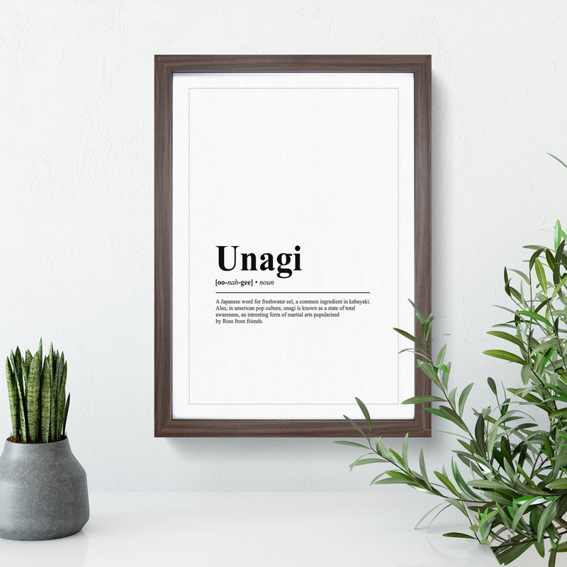 Dictionary Unagi - Picture Frame Typography, 65cm H x 48cm W x 2cm D, Walnut