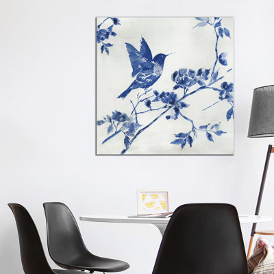 Porcelain Hummingbird 1 Piece Wrapped Canvas Painting