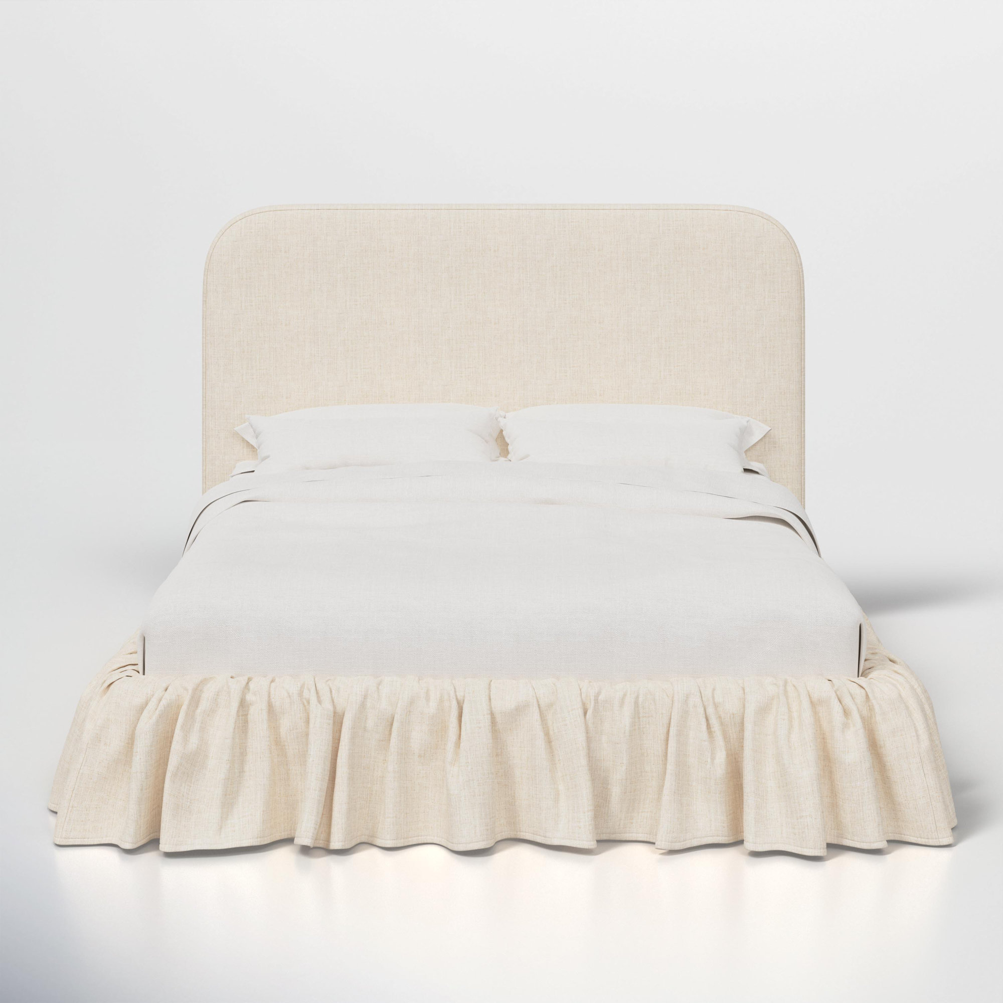 Maggie Ruffle Platform Bed, Classic Talc Linen, Queen