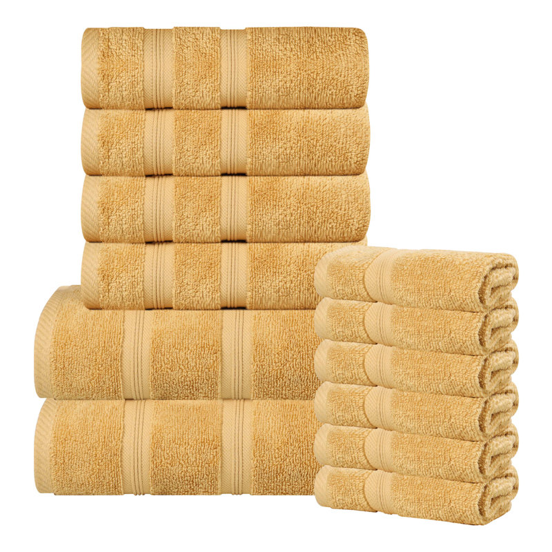 Smart Dry Zero Twist Cotton Medium Weight 12 Piece Assorted Towel Set by , Gold