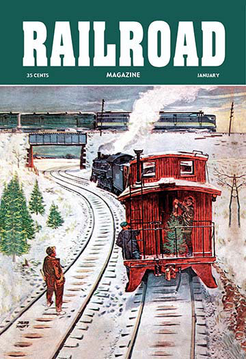 Magazine ferroviaire : décembre trains, 1951 affiche rétro